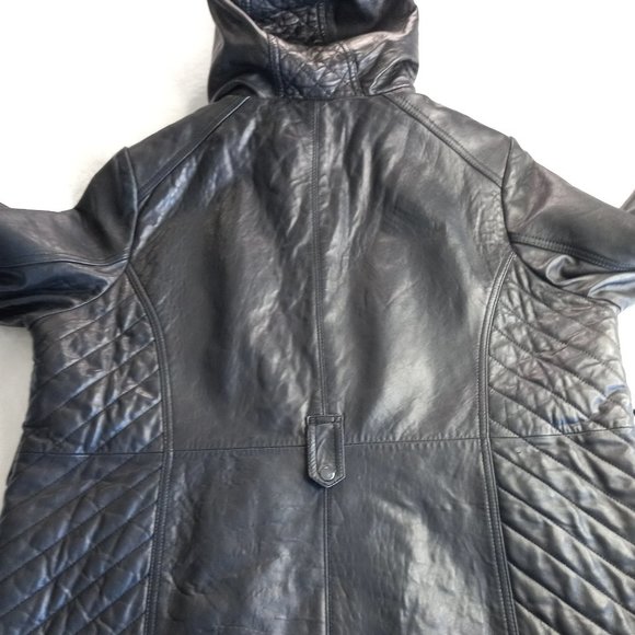 Wilsons Dark Brown Leather Hooded Winter Jacket Coat (3X) - Picture 10 of 14